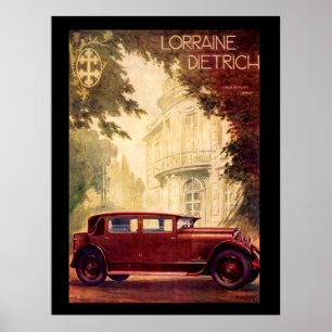 Affiche vintage de voiture française des années 19