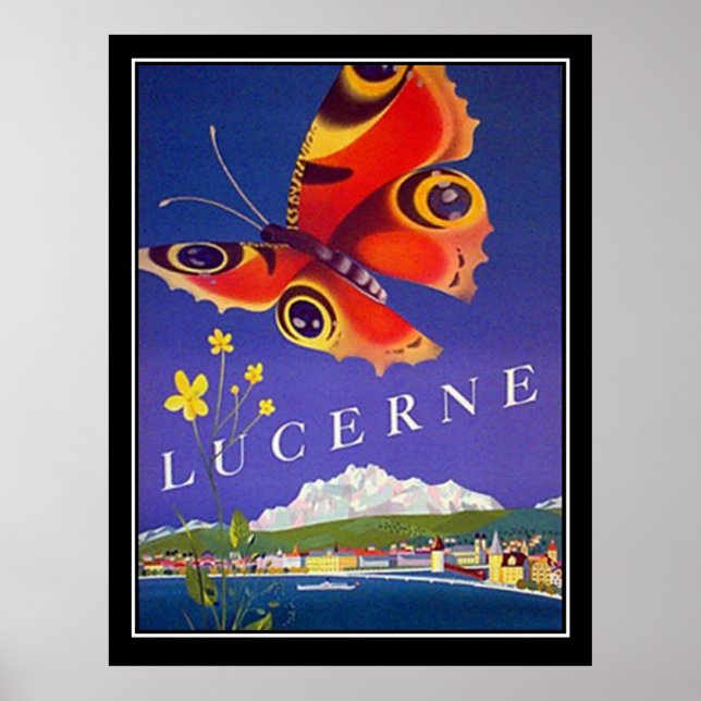 Affiche vintage de voyage à Lucerne en Suisse (Devant)