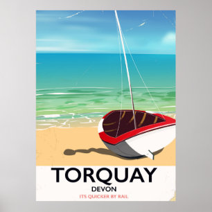 Affiche vintage de voyage de bord de la mer de