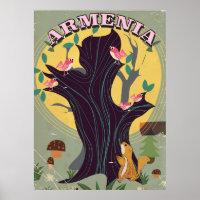 Affiche Vintage de voyage de dessin animé en Armén