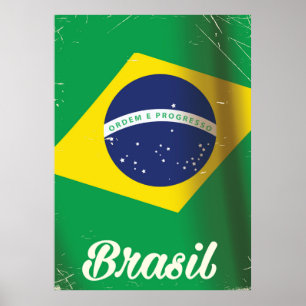 Affiche vintage de voyage de drapeau national du