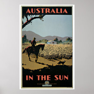Affiche vintage de voyage de l'Australie au soleil