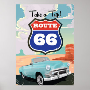 Affiche vintage de voyage de l'itinéraire 66