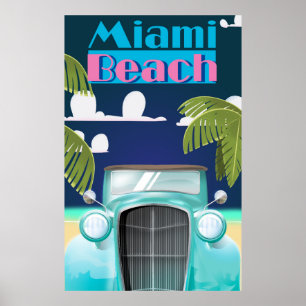 Affiche vintage de voyage de Miami Beach, la