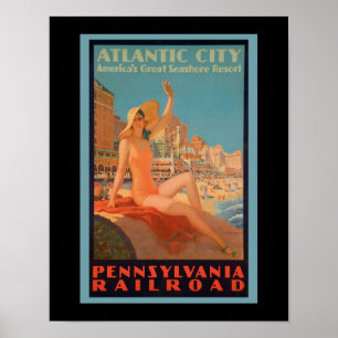 Affiche vintage de voyage de New Jersey d'Atlantic