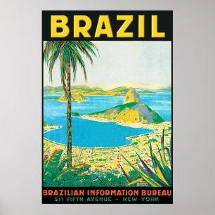 Affiche vintage de voyage de Rio Brésil