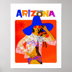 Affiche vintage de voyage de style de l'Arizona