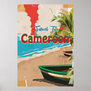 Affiche vintage de voyage du Cameroun
