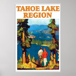 Affiche vintage de voyage du lac Tahoe