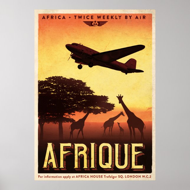 Affiche vintage de voyage en Afrique (Devant)