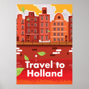 Affiche vintage de voyage en Hollande.
