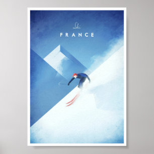 Affiche vintage de voyage et de ski en France