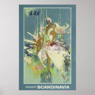 Affiche vintage de voyage scandinave, Retro