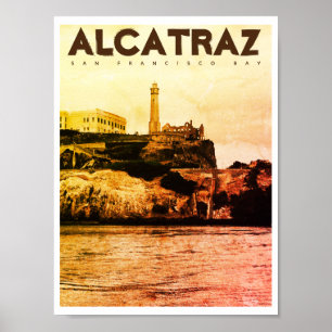 Affiche Vintage de voyage sur l'île d'Alcatraz