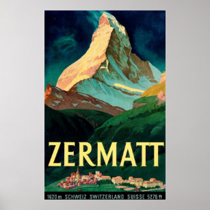 Affiche vintage de Zermatt, en Suisse