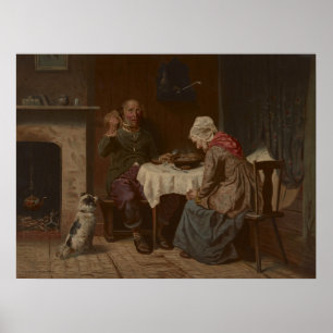 Affiche Vintage demander une Bénédiction Lithographie