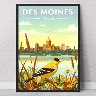 Affiche Vintage Des Moines Iowa