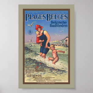 Affiche vintage des plages belges 1920