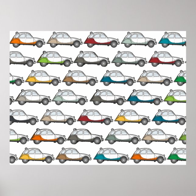 Affiche Vintage Deux chevaux 2cv (Devant)