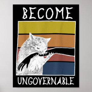 Affiche Vintage Devenir ingouvernable Chat noir Mâle de mo