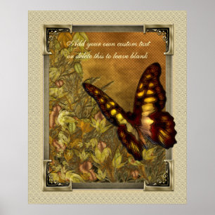 Affiche vintage d'illustration de papillon de