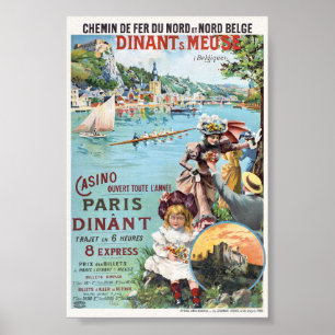 Affiche vintage Dinant Meuse Belgique 1890s