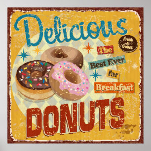 Affiche Vintage Donuts metal sign. vintage, sign, donut, p