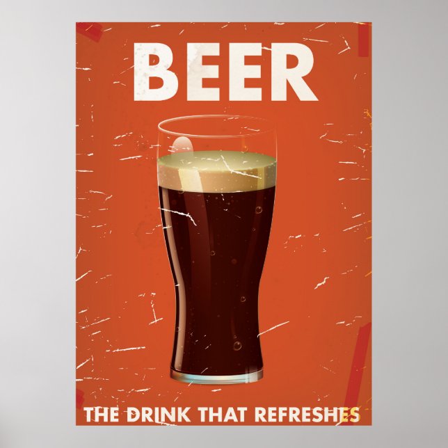 Affiche vintage du commerce de la bière. (Devant)