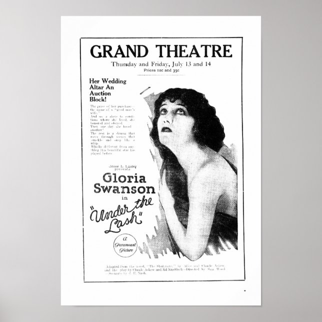 Affiche vintage du film Gloria Swanson 1922 (Devant)