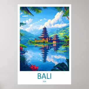 Affiche vintage du parc de ski de Bali Voyage nati