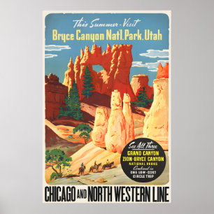 Affiche vintage du parc national de Bryce Canyon