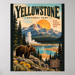 Affiche vintage du Parc national de Yellowstone av