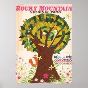 Affiche vintage du parc national des Montagnes Roc