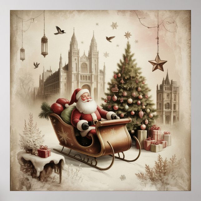 Affiche vintage du Père Noël (Devant)