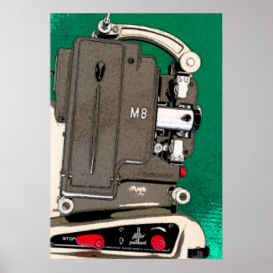 Affiche vintage du projecteur de film