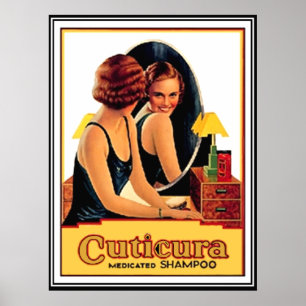 Affiche vintage du shampooing médicamenteux Cuticu