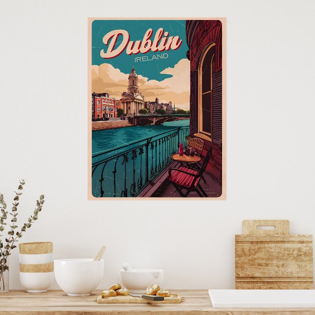 Affiche Vintage Dublin ville, Irlande république cadeaux d (Cuisine)