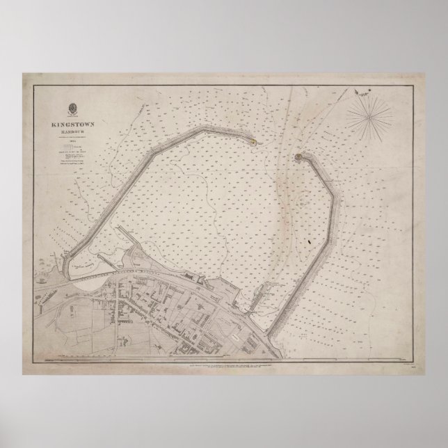 Affiche Vintage Dun Laoghaire Ireland Map (1857) (Devant)