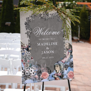 Affiche Vintage Dusty Blue Alice à Wonderland Mariage