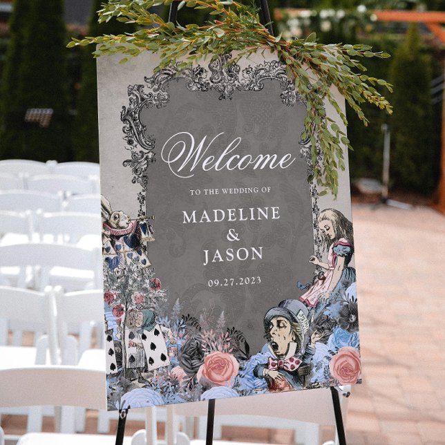 Affiche Vintage Dusty Blue Alice à Wonderland Mariage (Créateur téléchargé)