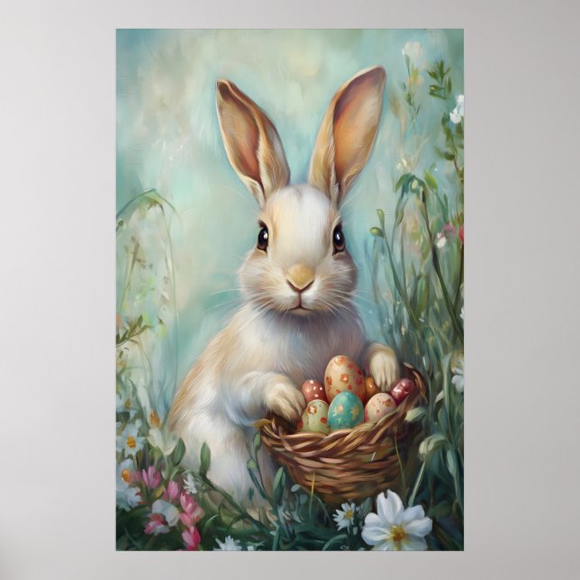 Affiche Vintage Easter Bunny Print, Retro Rabbit (Devant)