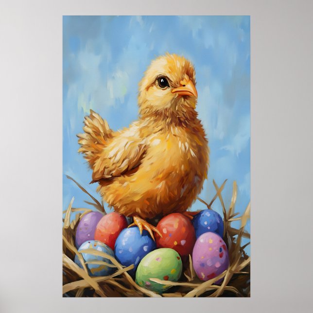 Affiche Vintage Easter Chick Art Print, Pastel Farmhouse (Devant)