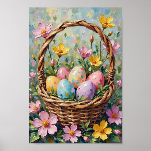 Affiche Vintage Easter Egg Basket Spring Art (Devant)