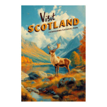 Affiche vintage Écosse Cairngorms Renne