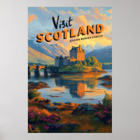 Affiche Vintage Ecosse Château d'Eilean Donan