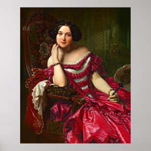 Affiche Vintage Elegant Lady In Red Dress