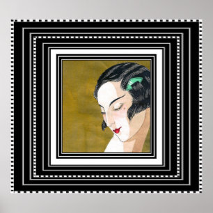 Affiche vintage élégante lady Art Nouveau Déco