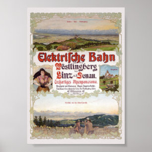 Affiche vintage Elektrische Bahn Autriche 1902