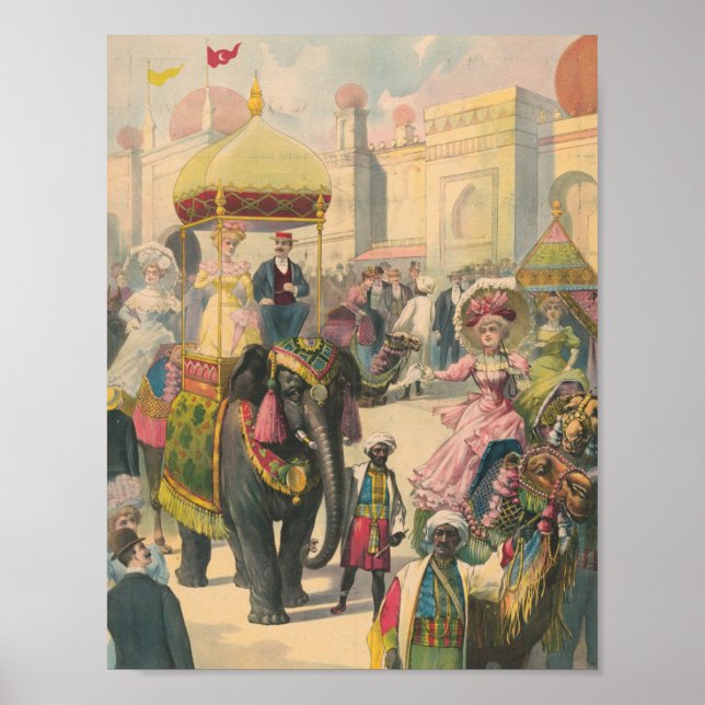 Affiche Vintage Elephant Ride (Devant)