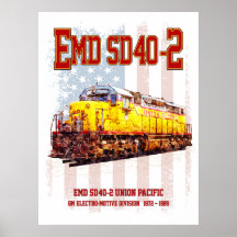 Vintage EMD SD40-2 Diesel Locomotive American flag